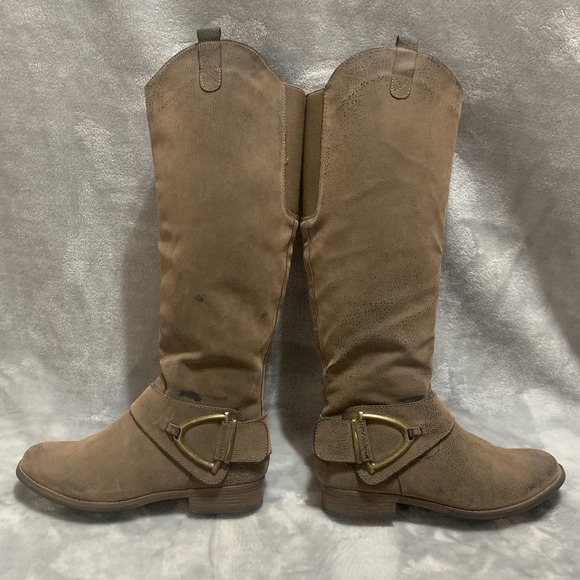 UNR8ED Barranquilla Boots Womens Size 7.5 Brown Riding Equestrian Stirrup Buckle - Picture 1 of 15